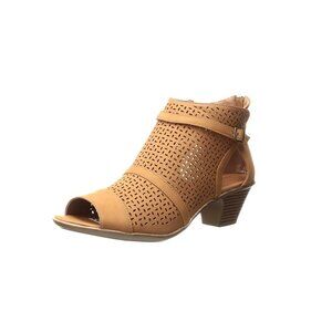 NiB Easy Street Women's Carrigan Heeled Open Toe Boots Tan Size 7 M $85 RY1263